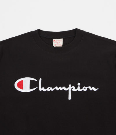 Champion Reverse Weave Script Logo Crewneck Sweatshirt - Black