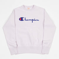 Champion Reverse Weave Script Logo Crewneck Sweatshirt - Light Purple thumbnail