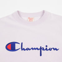 Champion Reverse Weave Script Logo Crewneck Sweatshirt - Light Purple thumbnail