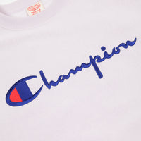 Champion Reverse Weave Script Logo Crewneck Sweatshirt - Light Purple thumbnail