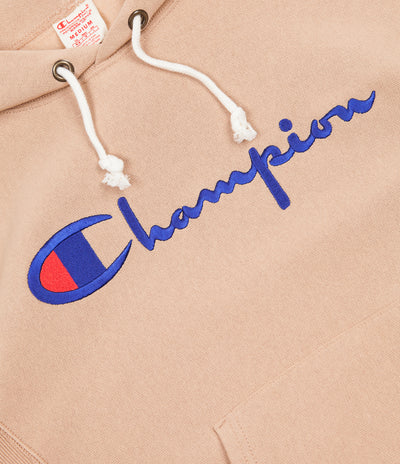 Champion Reverse Weave Script Logo Hoodie - Beige