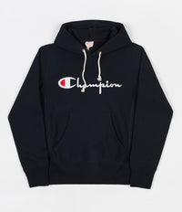 Champion Reverse Weave Script Logo Hoodie - Navy