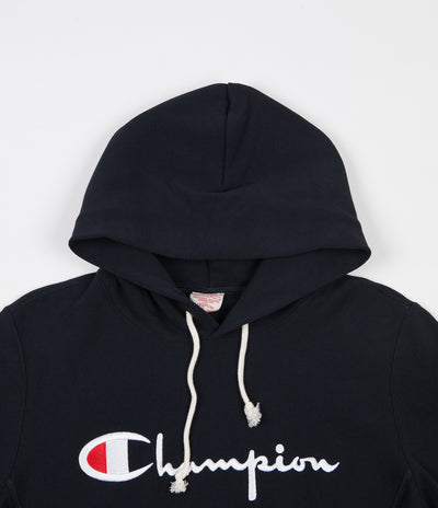 Champion Reverse Weave Script Logo Hoodie - Navy