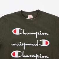 Champion Reverse Weave Triple Script Crewneck Sweatshirt - Olive Green thumbnail