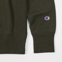 Champion Reverse Weave Triple Script Crewneck Sweatshirt - Olive Green thumbnail