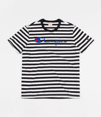 Champion Striped Script Logo T-Shirt - Black / White