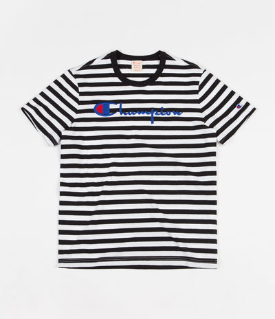 Champion Striped Script Logo T-Shirt - Black / White