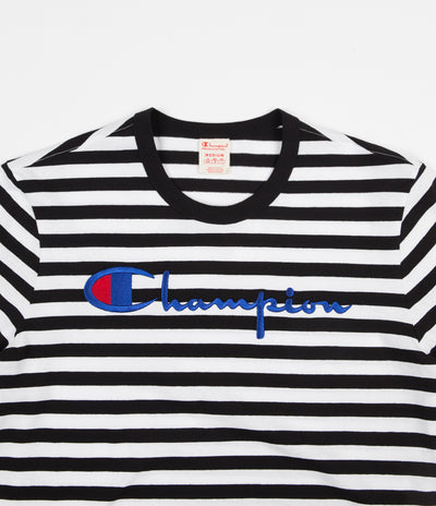 Champion Striped Script Logo T-Shirt - Black / White