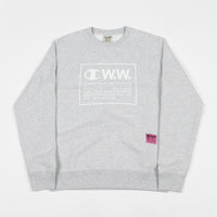 Champion x Wood Wood Mike Box Logo Crewneck Sweatshirt - Grey / White thumbnail