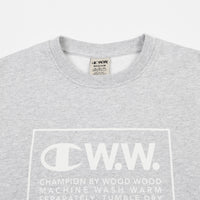 Champion x Wood Wood Mike Box Logo Crewneck Sweatshirt - Grey / White thumbnail