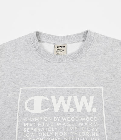 Champion x Wood Wood Mike Box Logo Crewneck Sweatshirt - Grey / White