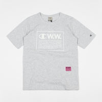 Champion x Wood Wood Rick Box Logo T-Shirt - Grey / White thumbnail