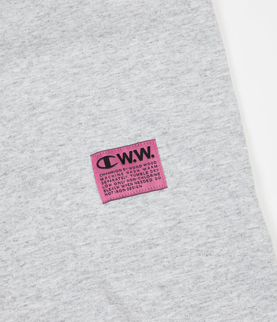 Champion x Wood Wood Rick Box Logo T-Shirt - Grey / White