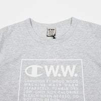 Champion x Wood Wood Rick Box Logo T-Shirt - Grey / White thumbnail