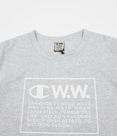 Champion x Wood Wood Rick Box Logo T-Shirt - Grey / White