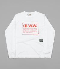 Champion x Wood Wood Rodney Box Logo Long Sleeve T-Shirt - White / Red