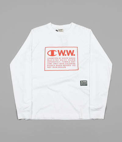 Champion x Wood Wood Rodney Box Logo Long Sleeve T-Shirt - White / Red