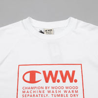 Champion x Wood Wood Rodney Box Logo Long Sleeve T-Shirt - White / Red thumbnail