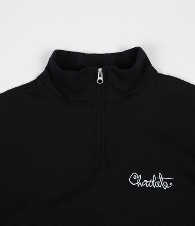 Chocolate Script 1/4 Zip Fleece Sweatshirt - Black