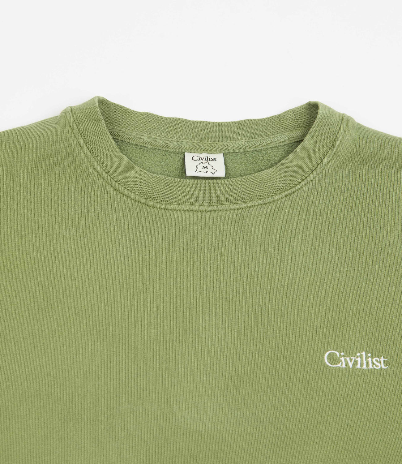 Civilist Mini Logo Crewneck Sweatshirt - Pigment Dyed Olive | Flatspot