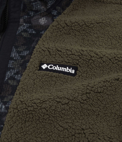 Columbia Backbowl Sherpa Zip Hoodie - Olive Green / Black Blanket Print / Black