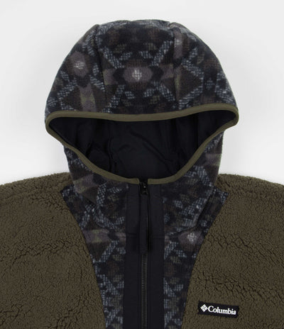 Columbia Backbowl Sherpa Zip Hoodie - Olive Green / Black Blanket Print / Black