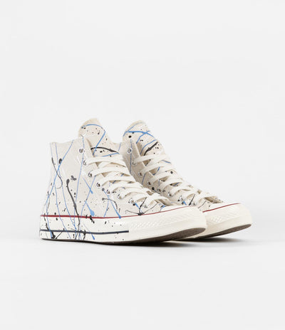 Converse Chuck 70 Hi Archive Paint Splatter Print Shoes - Egret / Digital Blue / Egret