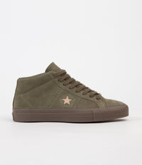 Converse One Star Pro Mid Shoes - Medium Olive / Light Fawn