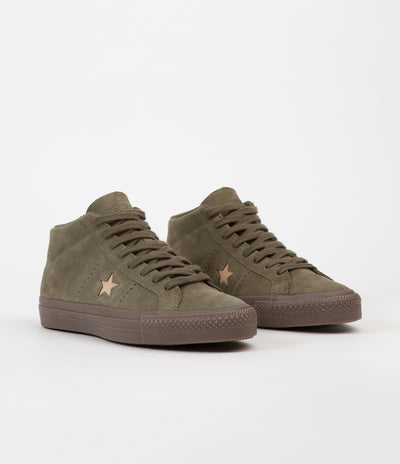 Converse One Star Pro Mid Shoes - Medium Olive / Light Fawn