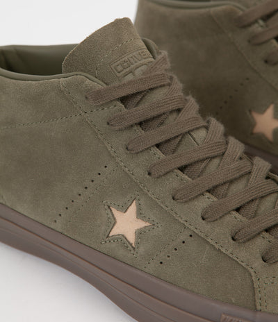 Converse One Star Pro Mid Shoes - Medium Olive / Light Fawn