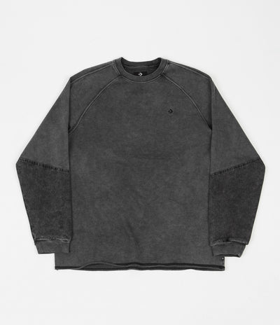 Converse Washed Jersey Crewneck Sweatshirt - Converse Black