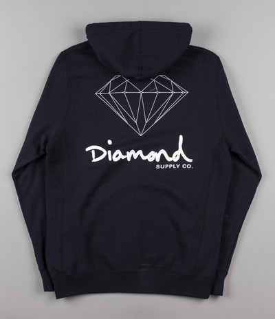 Diamond OG Sign Zip Up Hooded Sweatshirt - Navy