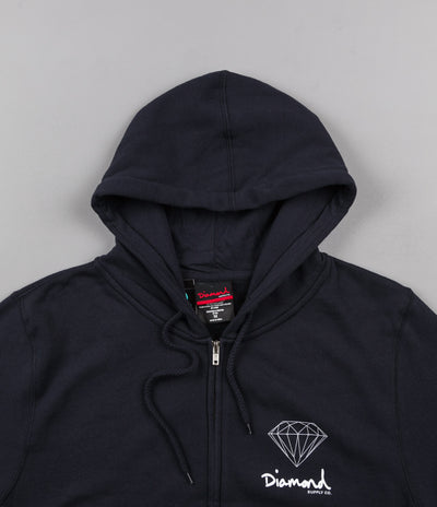 Diamond OG Sign Zip Up Hooded Sweatshirt - Navy