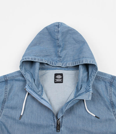 Dickies Ozone Park Zip Neck Denim Hoodie - Light Bleach