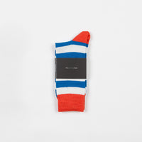 Finisterre Last Long Striped Socks - Cerulean / White / Ember thumbnail