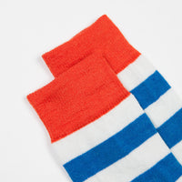 Finisterre Last Long Striped Socks - Cerulean / White / Ember thumbnail