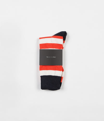 Finisterre Last Long Striped Socks - Ember / White / Navy