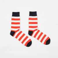 Finisterre Last Long Striped Socks - Ember / White / Navy thumbnail