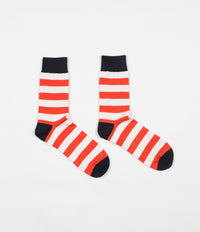 Finisterre Last Long Striped Socks - Ember / White / Navy