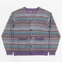 Fucking Awesome Dill Painting Intarsia Cardigan - Purple thumbnail