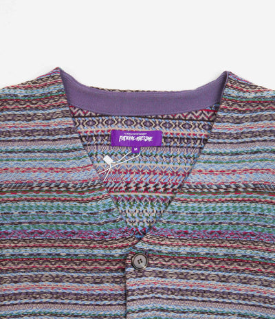 Fucking Awesome Dill Painting Intarsia Cardigan - Purple