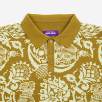 Fucking Awesome Fancy Knit Long Sleeve Polo Shirt - Gold / Ivory