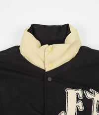 Fucking Awesome Reversible Varsity Puffer Jacket - Black / Cream | Flatspot