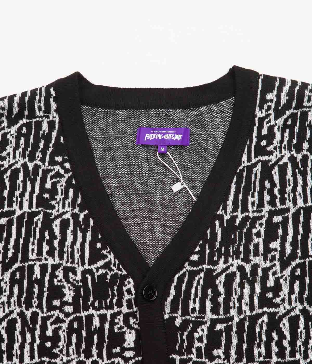 Fucking Awesome Stretched Stamp Cardigan - Black / White | Flatspot