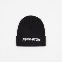 Fucking Awesome Velcro Stamp Cuff Beanie - Black thumbnail