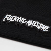 Fucking Awesome Velcro Stamp Cuff Beanie - Black thumbnail