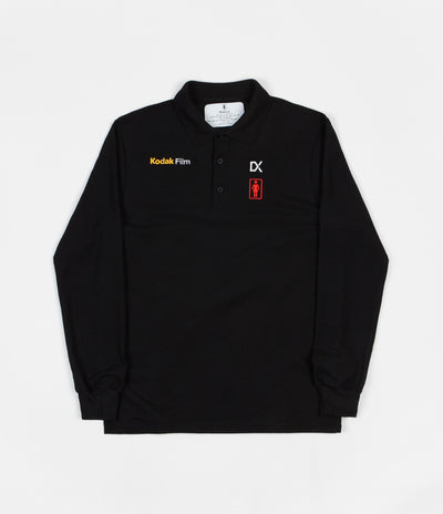 Girl x Kodak Kodak Long Sleeve Polo Shirt - Black