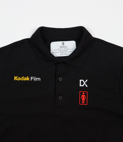 Girl x Kodak Kodak Long Sleeve Polo Shirt - Black