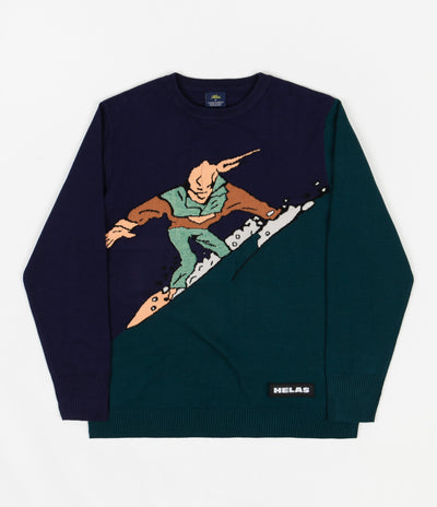 Helas Himalaya Knitted Sweatshirt - Navy / Green