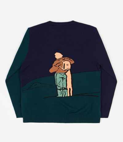 Helas Himalaya Knitted Sweatshirt - Navy / Green